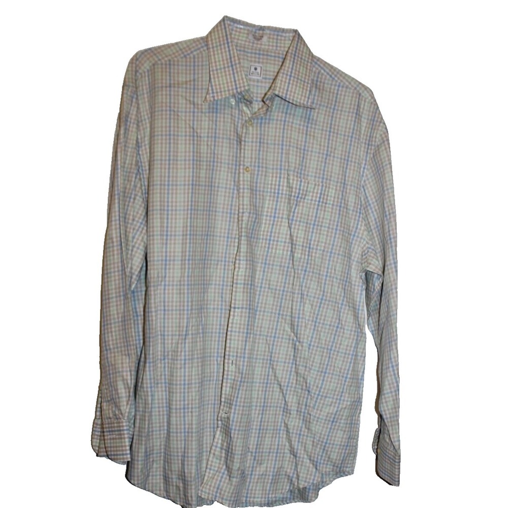 Peter Millar XL long slv blue beige and green check men's shirt. Price Reduced!